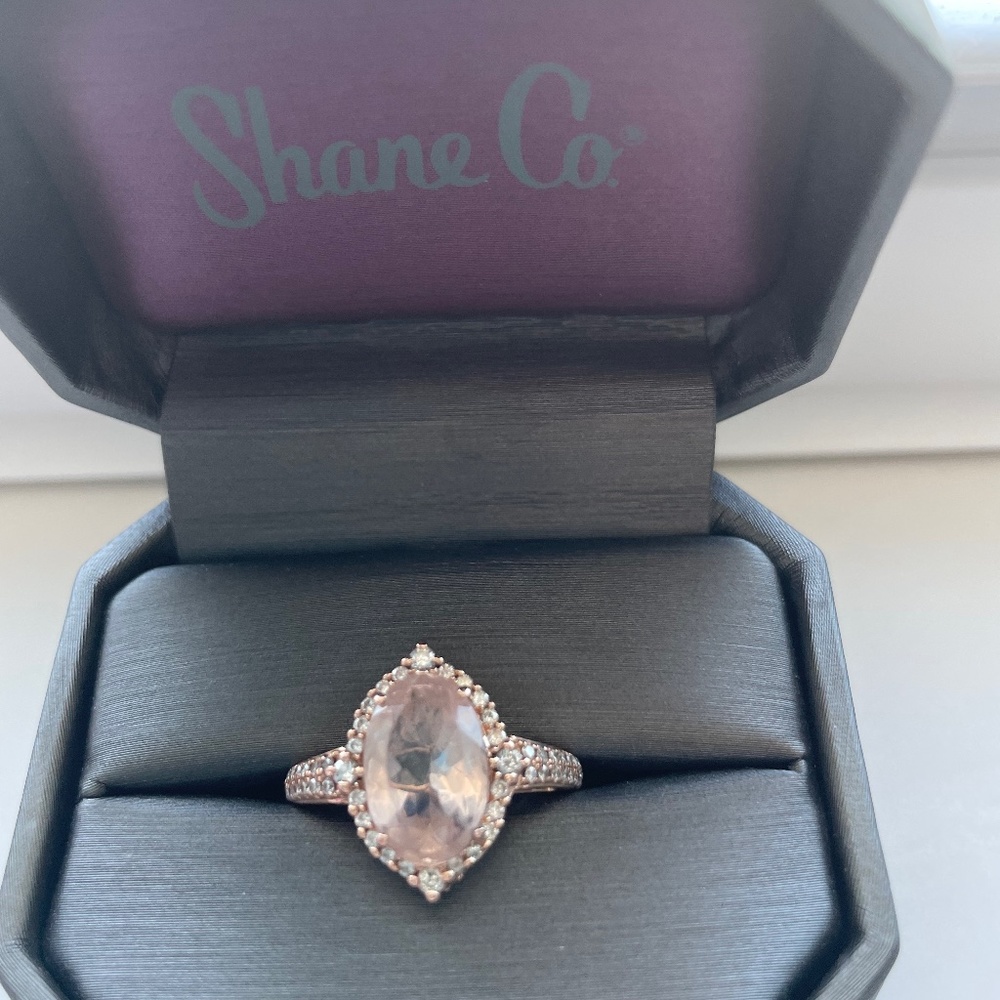 14K ROSE GOLD OVAL PINK MORGANITE RING